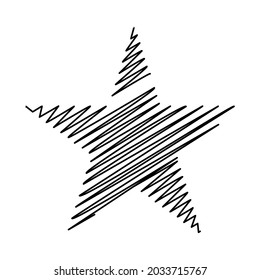 Star wiith scribble, sketchy, doodle effect pattern