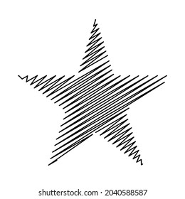 Star wiith scribble, sketchy, doodle effect pattern