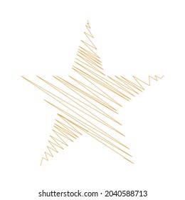 Star wiith scribble, sketchy, doodle effect pattern