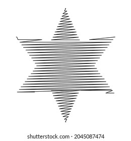 Star wiith scribble, sketchy, doodle effect pattern