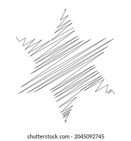 Star wiith scribble, sketchy, doodle effect pattern