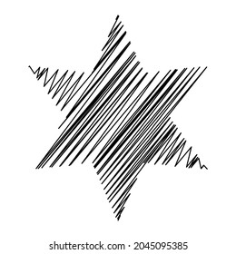 Star wiith scribble, sketchy, doodle effect pattern