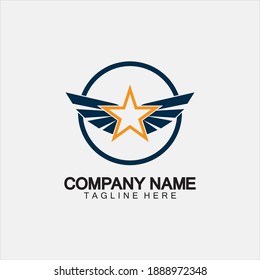 Star with wing logo icon vector illustration design template 