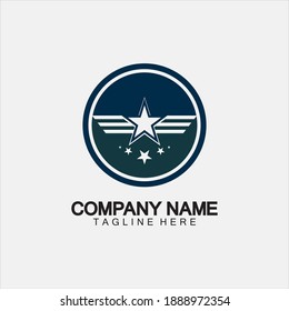 Star with wing logo icon vector illustration design template 