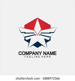 Star with wing logo icon vector illustration design template 
