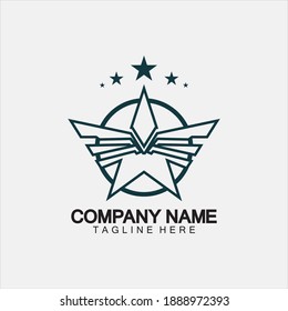 Star with wing logo icon vector illustration design template 