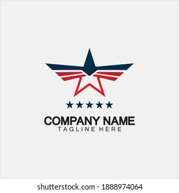 Star with wing logo icon vector illustration design template 