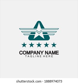 Star with wing logo icon vector illustration design template 