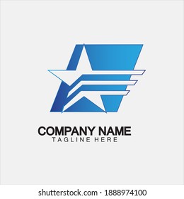 Star with wing logo icon vector illustration design template 