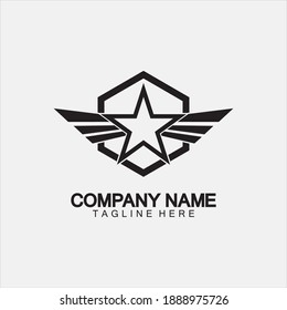 Star with wing logo icon vector illustration design template 
