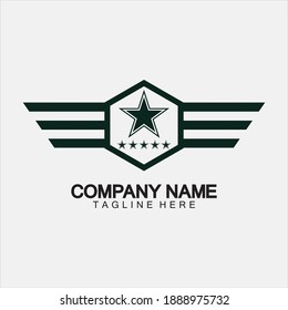 Star with wing logo icon vector illustration design template 
