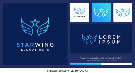 Star wing tech logo design template