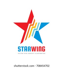 Star and wing - vector logo concept illustration. Leadership creative sign. Decorative design element