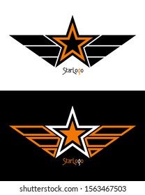 Star with Wings Abstract Logo. Design Elements. Symbol of Success and Achievements