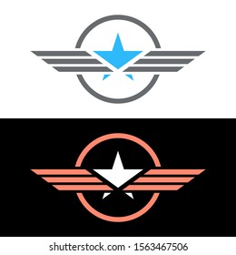 Star with Wings Abstract Logo. Design Elements. Symbol of Success and Achievements