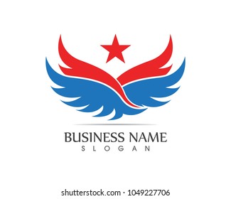 Star wings icon logo design vector