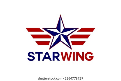 Plantilla de diseño de logotipo de estrella con alas