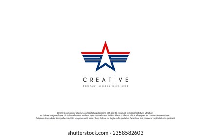 Star with wings logo design vector illustration.
