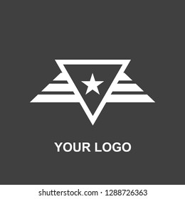 star wings logo. military black and white template design. silhouette vector