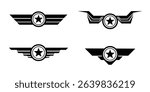 Star wings logo set. Army logo template. Military logo concept. Winged logo company, delivery and shipping symbols.