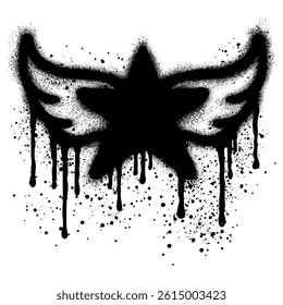 Star wings logo in urban graffiti style with black spray paint. vector illustration.