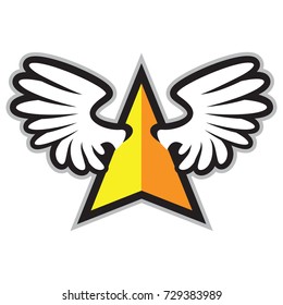 Star with Wings Symbol : Layered Vector Illustration - Easy to Edit