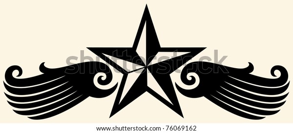 Star Wings Tattoo Stock Vector Royalty Free