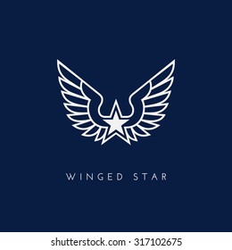 Star with wings. Template for logo, label, emblem, sign, stamp. Vector illustration.