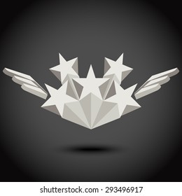 Star and wings. Vector illustration