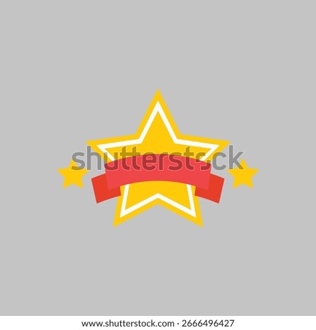 Star Winner award in flat style. Award badge illustration with a star and ribbon for achievement or recognition