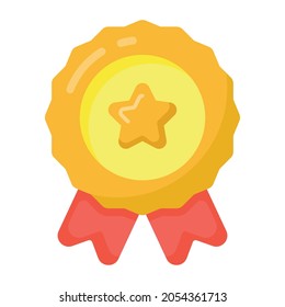 Icono de placa de ganador estrella en diseño plano