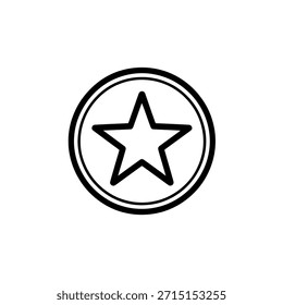Estrela dentro de um círculo Design símbolo clássico de realização e qualidade ícone preto e branco