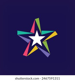 Star within star logo. Creative colorful graphics. Corporate brand abstract success shape. Vector
