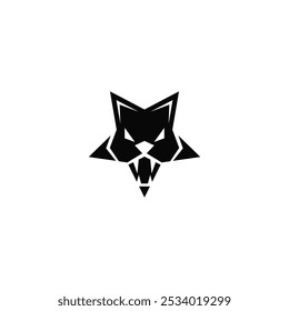 Star and wolf head combination logo design.