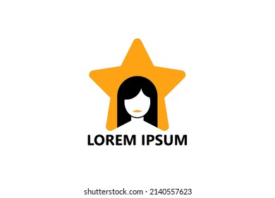 Star woman logo template design vector