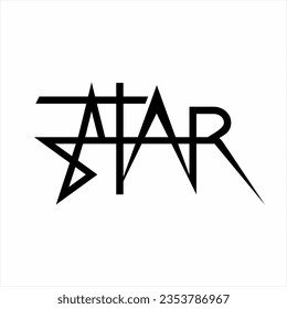 Star word design with cross symbol on letter T and star on letter S.