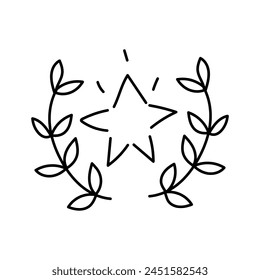 Star wreath in doodle style. Isolated on white background