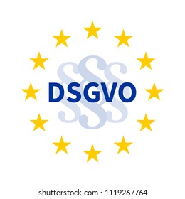 Star wreath of the EU with section sign / paragraph mark and German text DSGVO translate General Data Protection Regulation (GDPR).