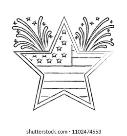 star with wreath USA and fireworks emblem