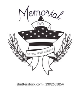 star with wreath and usa flag of memorial day emblem