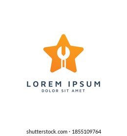 diseño de logotipo de espacio negativo de estrella y llave