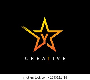 Star Y Letter Digital Network, Technology and digital abstract line Y network space logo.  