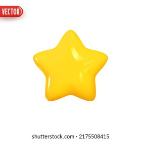 Star yellow golden colors. Realistic 3d design In plastic cartoon style. Icon isolated on white background. Vector illustration