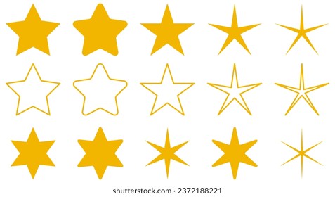 Star yellow icons. Vector illustration isolated on white background
