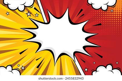 Star Yellow Red Comic Cartoon Background Design Vector Template