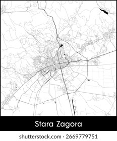 Stara Zagora city map, Bulgaria - Topographic vector map poster