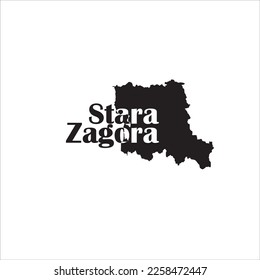 Stara Zagora map and black lettering design on white background