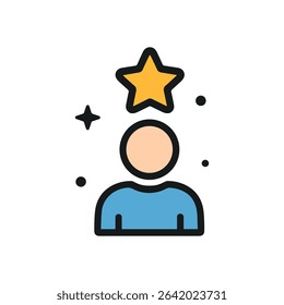 Starachieving person with talent and skills. Icon symbol illustration