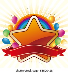 estrella, globo, fondo de celebración