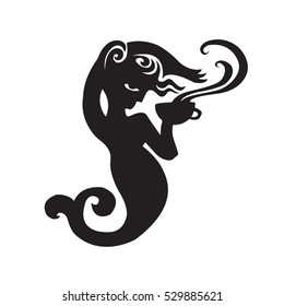 Starbucks Icon Vector Mermaid Abstract Black Silhouette Emblem Vector